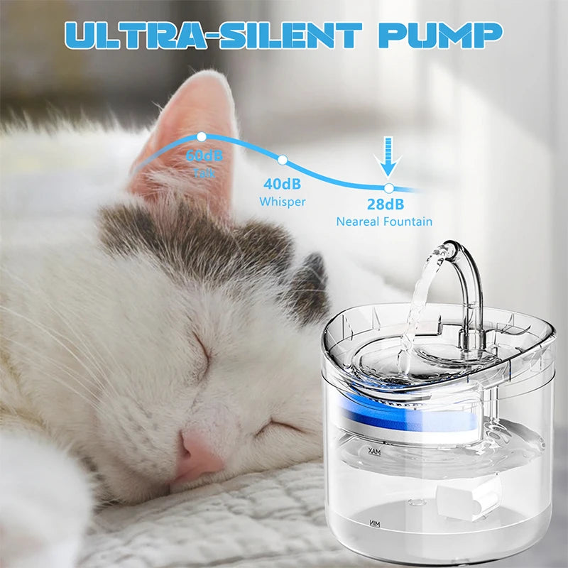 Fuente automática de agua para gatos y perros (2L) con grifo y filtro purificador