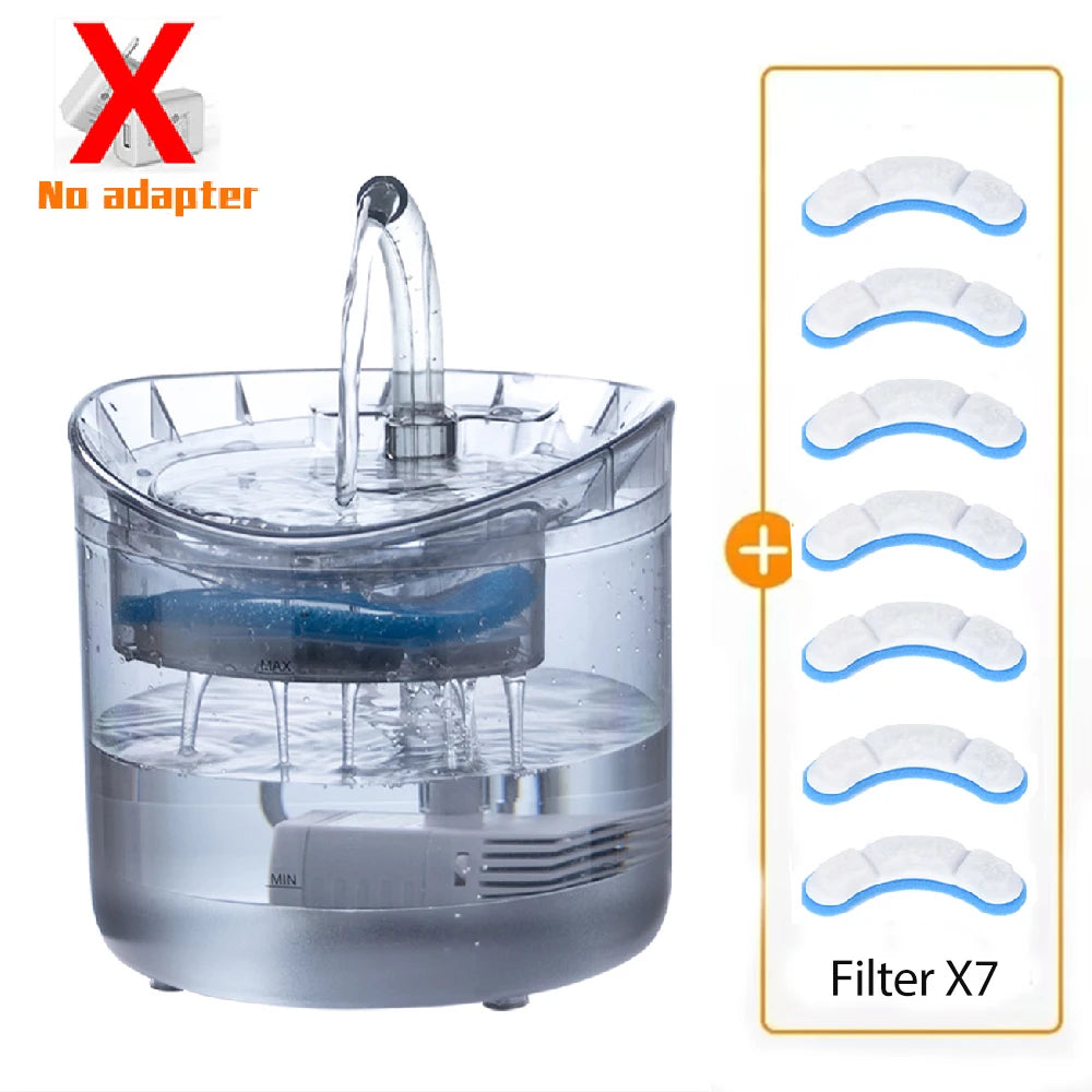 Fuente automática de agua para gatos y perros (2L) con grifo y filtro purificador