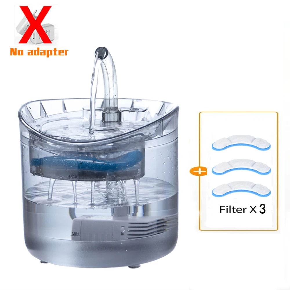 Fuente automática de agua para gatos y perros (2L) con grifo y filtro purificador