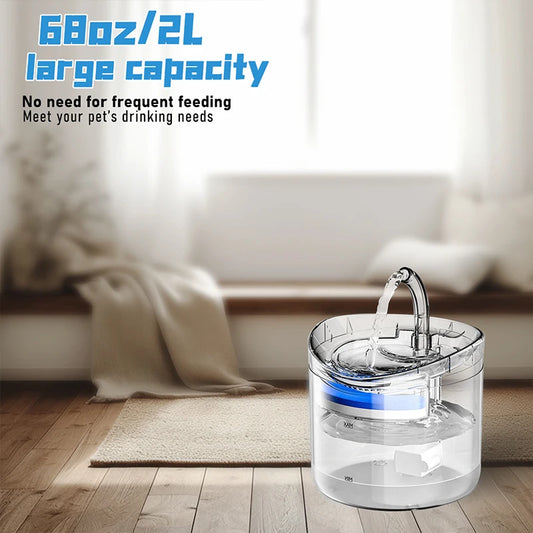 Fuente automática de agua para gatos y perros (2L) con grifo y filtro purificador