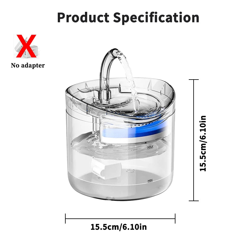 Fuente automática de agua para gatos y perros (2L) con grifo y filtro purificador