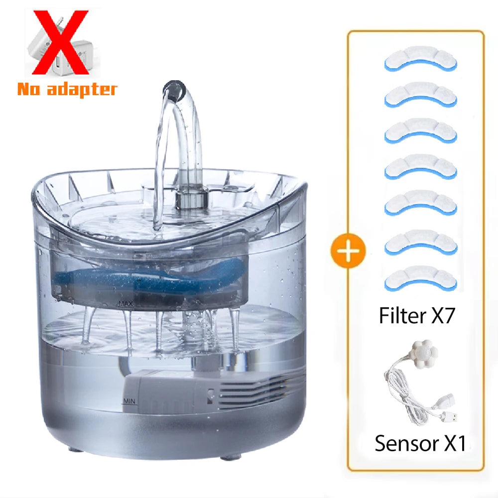 Fuente automática de agua para gatos y perros (2L) con grifo y filtro purificador