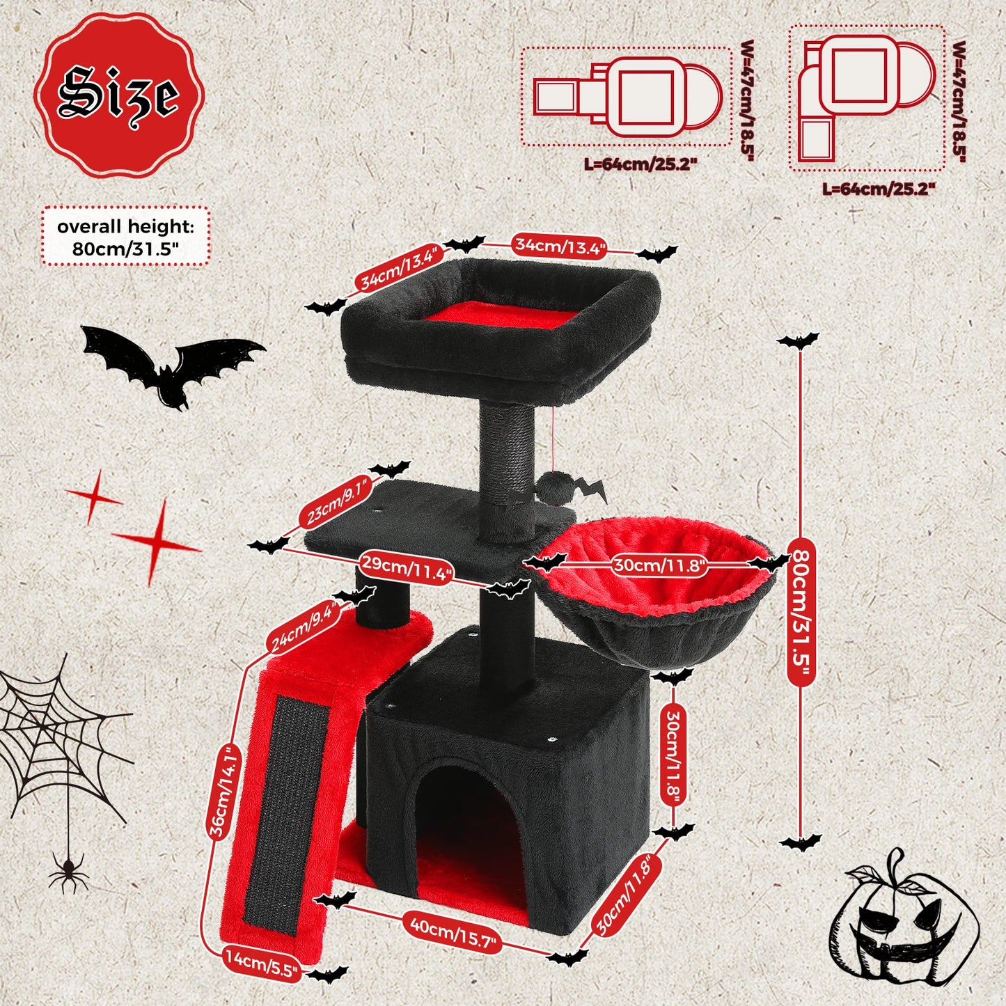 Árbol para Gatos de Interior – Rascador con Hamaca Grande, Poste Rascador y Plataforma Superior Extraíble (Gris, 2 Estilos)